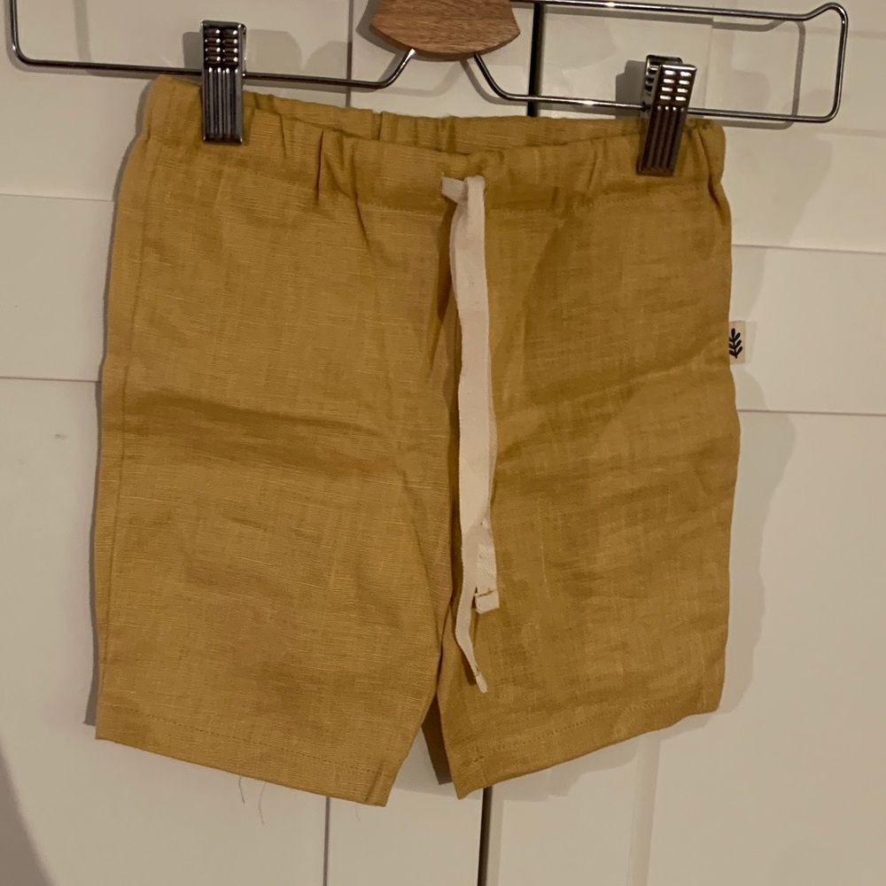 Petites Natures Linen Kids Mustard Yellow Drawstring Shorts